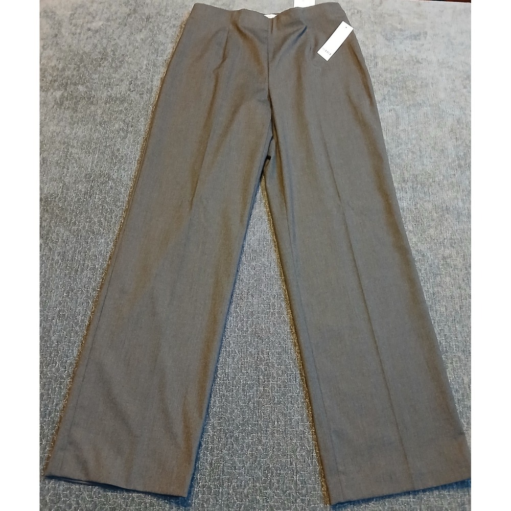 Coldwater Creek Holly Fit Straight Leg Trousers Gray Side Zip Dress Pants Sz 8